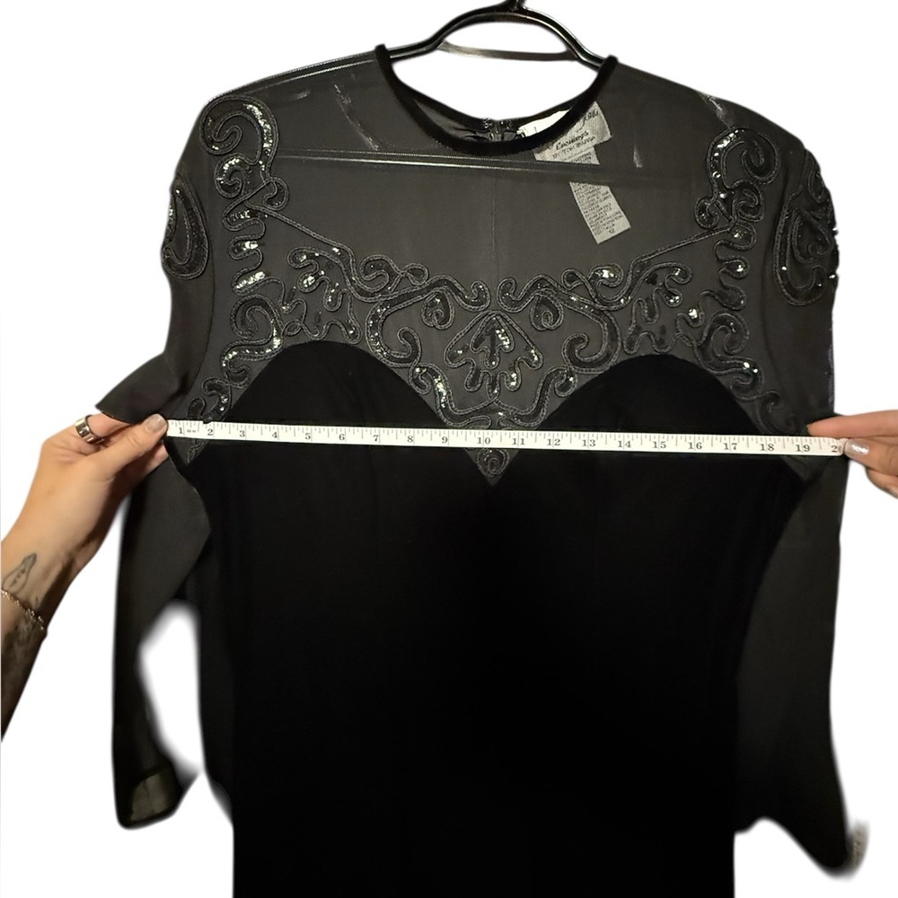 Vintage Black Velvet Beaded Evening Dress 12 - Picture 11 of 14